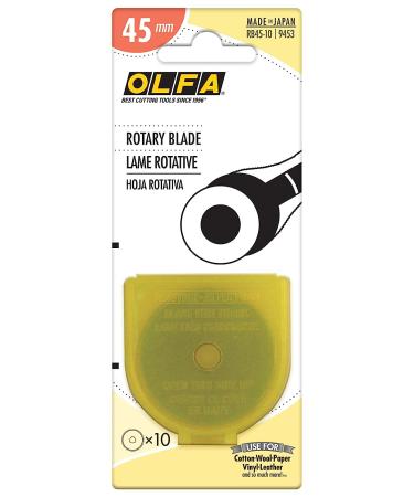 OLFA RB45-10 45mm Rotary Cutter Replacement Blades - Pack of 10 Tungsten Steel Blades for Quilting, Sewing, Crafts - Fits Most 45mm Cutters - Buy Online on GoSupps.com