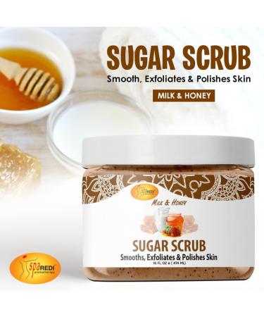 Buy SPA REDI Sugar Body Scrub - Milk & Honey 16 Oz | Exfoliating & Moisturizing Body Exfoliator for Smooth Glowing Skin | International Shipping Available - Buy Online on GoSupps.com