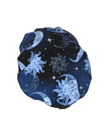Cute Moon and Star Shower Caps for Women - Reusable & Waterproof with Double Protection Layers | Elastic Color 8 - Buy Online on GoSupps.com