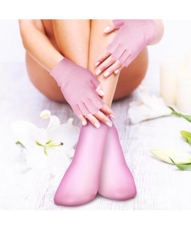 JECOMPRIS Moisturizing Gloves and Fingerless Socks Set Pink Gel Spa for Soften Repairing Dry Cracked Hands Feet Skin Care with Essential Oils lotions - Buy Online on GoSupps.com