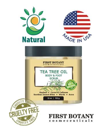 Tea Tree Oil Body & Foot Scrub with Dead Sea Salt - Natural Solution for Acne, Dandruff, Warts, Calluses & Body Odor - Buy Online on GoSupps.com