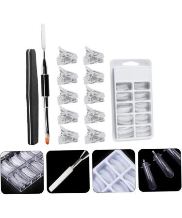 minkissy 1 Set Nail Extension Set Stiletto Nail Tips Nail Extension Tips Uv Nail Stencils Nail Kits Ornament Kits Builder for Nails Manicure Art Nail Extender Kit French Plastic Grind White White 14x10cm - Buy Online on GoSupps.com