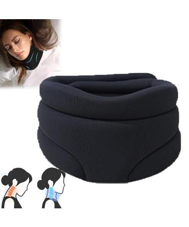 Neck Support Brace Neck Brace for Neck and Support for Women Men Neck Brace for Sleeping Soft Foam Relieves Pressure in Spine 2pcs yl-105023(Color:Black)