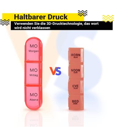 7-Day Pillbox with 3 Compartments - German Medication Organizer for Daily Use (Pink) - Ideal for Tablets & Vitamins - Buy Online on GoSupps.com