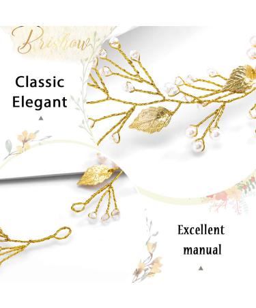 Handcess Gold Pearl Wedding Hair Vines | Elegant Bride & Bridesmaid Headpieces with Leaves & Strass - Buy Online on GoSupps.com