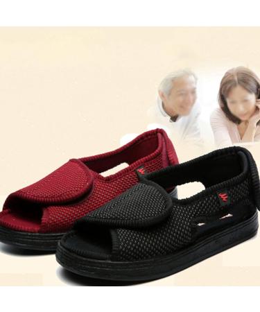 Diabetic Slippers | Adjustable Arthritis & Edema Relief | Wide Width Sandals for Swollen Feet | Lightweight & Comfortable | Black Size 44 - Buy Online on GoSupps.com