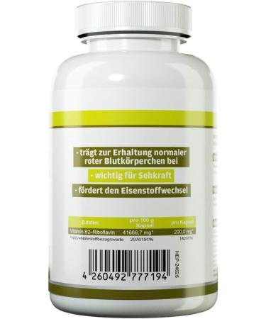 ZEC+ Nutrition Vitamin B2 - 120 Highly-Dosed Capsules for Nerve Health & Energy | Made in Germany - Buy Online on GoSupps.com