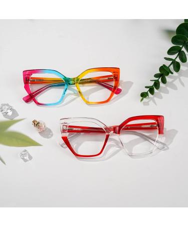VOOGLAM Rainbow Color Cat Eye Blue Light Blocking Glasses for Women - UV Protection Fashion & Anti Eyestrain - Buy Online on GoSupps.com