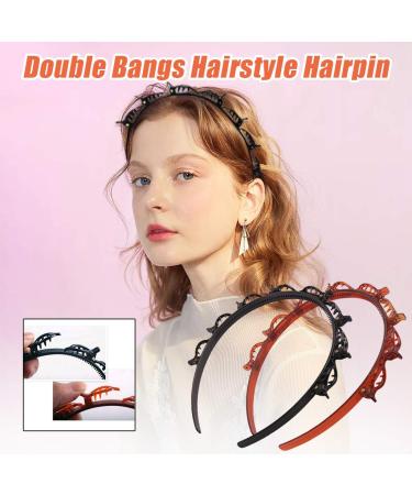 Shop Hroijsl Double Bang Hairstyle Hair Bands with Clips | Hairpin Headgear & Cracking Clips for Women & Girls (2pc) - Buy Online on GoSupps.com