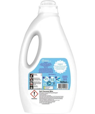 Surf Concentrated Liquid Detergent Long Lasting Fragrance and Made with Natural Essential Oil Tropical Lily or Coconut Bliss Family Pack 1.62 Litre 60 Washes (Coconut Bliss Buy 2) - Buy Online on GoSupps.com