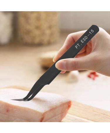 Hurromy 2 in 1 Tweezers Anti-Static Curved Straight Length 13 cm Black - Buy Online on GoSupps.com