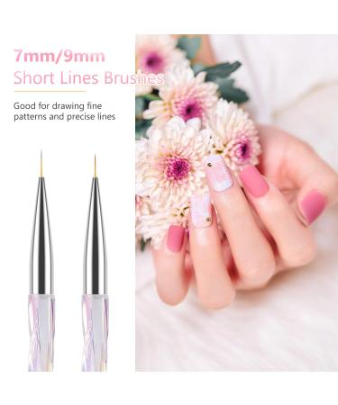 TEOYALL Nail Art Liner Brushes - Fine Line Precision Drawing Brushes for Gel Nail Polish | 7/9/11/15/20mm - Buy Online on GoSupps.com