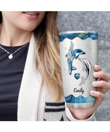 Wassmin Personalized Dolphin Tumbler Cup - Custom Name Stainless Steel Insulated Mug for Women & Girls | 20oz / 30oz - Perfect Birthday & Christmas Gift - Buy Online on GoSupps.com