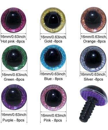 ARTCXC 16mm 8 Colors Glitter Safety Eyes (64pcs) for Dolls, Teddy Bears, and DIY Crafts - Buy Online on GoSupps.com