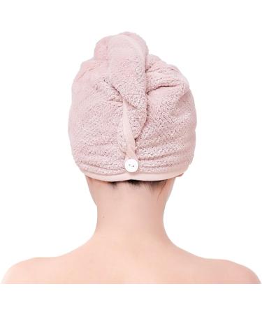 Ultra Absorbent Women s Hair Towel Wrap - Quick Drying Spa Turban for Long Thick Hair - Soft Dusty Pink Cap with Button Loop - Buy Online on GoSupps.com