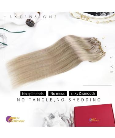 Moresoo Micro Loop Extensions - Real Hair Blond 45 cm Cold Fusion Microring Extensions #P18/613 Ash Blond & Platinum Blonde 50g Remy Hair - Buy Online on GoSupps.com