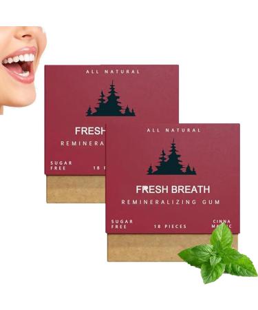 Remineralizing Chewing Gum Organic Mastic Mint Miracle Remineralizing Chewing Gum Sugar-Free Long Lasting Under Brush Chewing Gum 2 Boxes/36 Pieces Simply Gum for Whiten Teeth and Gum Protection Red Box