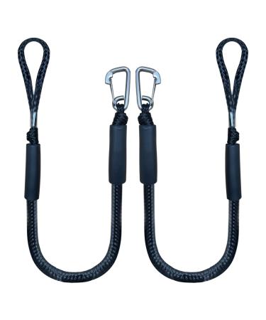 Bungee Dock Line Boat Ropes for Docking Line Mooring Rope with Stainless Steel Clip Accessories for Boats PWC, Built in Snubber, Kayak, Watercraft,SeaDoo,Jet Ski, Pontoon, Canoe, Power Boat 2-Pack