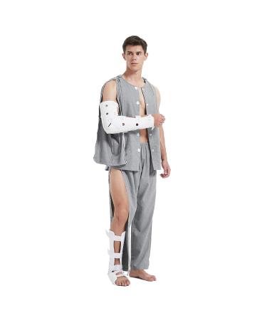 YOSINISO XXL Double-Opening Zipper Hospital Gown for Bedridden Patients - Tearaway Cotton Disability Clothing for Post Surgery, Dialysis, Rehab, Elderly, Paralysis - Men's Wheelchair Fracture Clothing - Buy Online on GoSupps.com