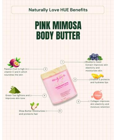 Naturally Love Hue Pink Mimosa Whipped Body Butter Hydrating Collagen Infused Moisturizer with Passion Fruit Extract Blueberry Seed & Vitamin E Nourishing Non Greasy Body Balm for All Skin Types - Buy Online on GoSupps.com