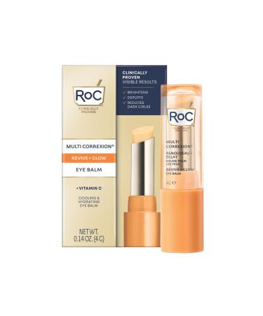 RoC Multi Correxion Revive + Glow Eye Balm Vitamin C + Peptide Formula Dark Circle Reduction Touchless Application Eye Cream - 4g