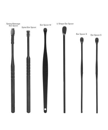Ear Wax Removal Set - Durable & Rust Proof Spiral Ear Spoon | Easy & Convenient Cleaning Tool for Ear Canal Dirt - Black - Buy Online on GoSupps.com