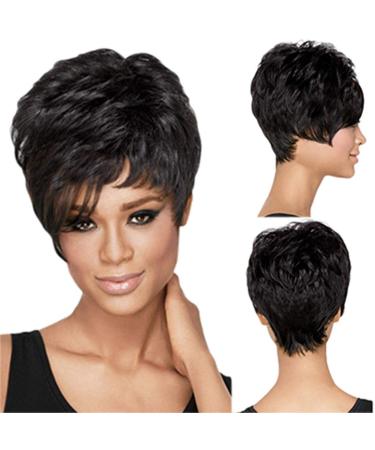 TIREOW Women's Synthetic Fluffy Short Curly Wig - Realistic Black Hair for Effortless Style - Buy Online on GoSupps.com