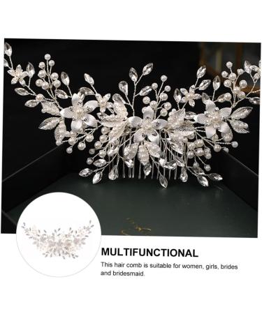 Ipetboom Alloy Pearl Hair Comb Rhinestone Barrettes Hair Accessory for Women Pearl Hair Pin Tiara Bridal Headdress Hair Accessories White European and American Bride Iron Wire - Buy Online on GoSupps.com