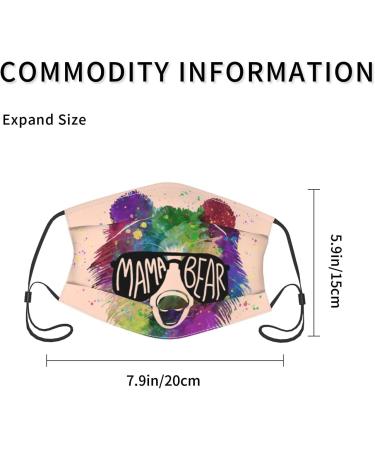 4PCSUnisex Mama Bear Face Masks Reusable Soft Mouth Shield Face Filter Pocket Dust Mask Balaclava - Buy Online on GoSupps.com