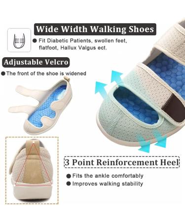 Adjustable Wide Diabetic Shoes for Swollen Feet | Plantar Fasciitis Support | Outdoor Walking Sneakers for Men & Women | Lightweight Orthopedic Slippers - Beige | 39EU/Lable41 - Buy Online on GoSupps.com
