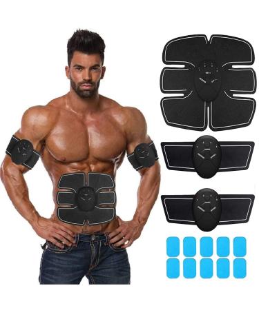 Abs Stimulator Abdominal Intelligent Muscle Toner Training Device with 10 Pcs ABS Gel Pads Replacement Portable Fitness Workout Equipment for Men Women Home Office (Gray)