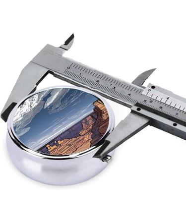 Grand Canyon Printed Mini Round Pill Box - 3 Compartment Travel Pill Organizer for Home Office & Pocket Use - Buy Online on GoSupps.com