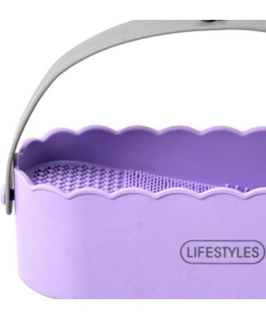 3 in 1 Makeup Brush Cleaner Bowl Hanging Basket Storage Holder Multifunction Bathroom Brush Cleaning Tool violet - Buy Online on GoSupps.com