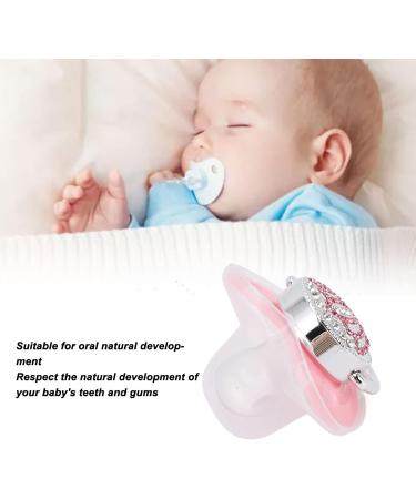 Luxury Bling Pacifier & Clip Set for Newborns | Diamond Crown Pink Silicone Pacifier for Baby - Buy Online on GoSupps.com