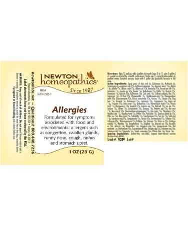 Newton Homeopathics Allergies Relief - 1 Oz Pellets for Effective Symptom Control | International Shipping Available - Buy Online on GoSupps.com