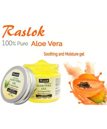 Raslok Organic Aloe Vera Gel with Papaya Extract for Moisturizing Face, Skin & Hair Care - 7.76 OZ - Buy Online on GoSupps.com