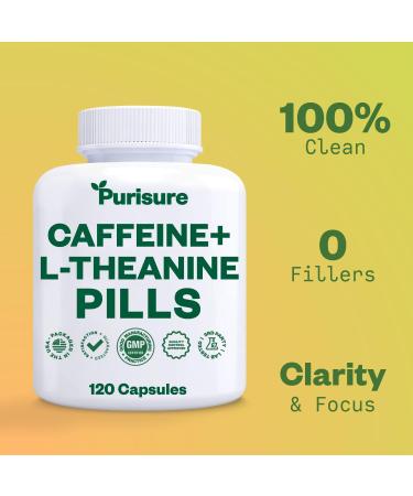 Caffeine Theanine Capsules - 100mg Caffeine + 200mg L Theanine for Energy Focus & Pre Workout | Nootropic Supplement | 120 Day Supply - Buy Online on GoSupps.com