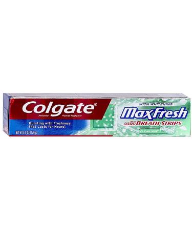Colgate MaxFresh with Whitening Breath Strips Clean Mint Toothpaste 6.0 Ounce (Pack of 2)