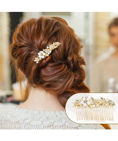 Dizila 8 Pieces Gold Metal Vintage Pearl Rhinestone Butterfly Flower Leaf Sun Moon Prom Bridal Wedding Hair Side Combs French Twist Hair Pins Grips Headpieces for Women Girls - Buy Online on GoSupps.com