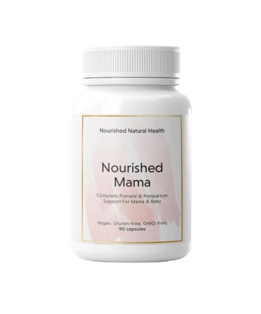 Nourished Mama Prenatal Multi Vitamin - Vegan Multivitamin for Preconception Pregnancy Postpartum and Breastfeeding Support - Iron-Free with Methylated Folate & High Dose Choline - 1 Bottle 90 Count (Pack of 1)