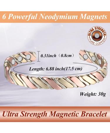Cigmag Lymphatic Drainage Copper Bracelet for Women | 99% Pure Copper Magnetic Bracelet | Adjustable Brazaletes Cuff Bangle | Grape Tricolour Pattern - Buy Online on GoSupps.com
