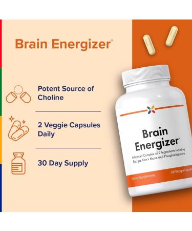 Stop Aging Now - Brain Supplement Complex - with Ginkgo Biloba Lion's Mane Bacopa and DMAE - 60 Vegetarian Capsules - Advanced Blend - Buy Online on GoSupps.com