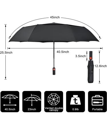 Lejorain Collapsible Compact Travel Umbrella - Black Double Canopy, Windproof, Portable, Red Reinforced Fiberglass Frame - Rain Umbrella for Adults - Buy Online on GoSupps.com