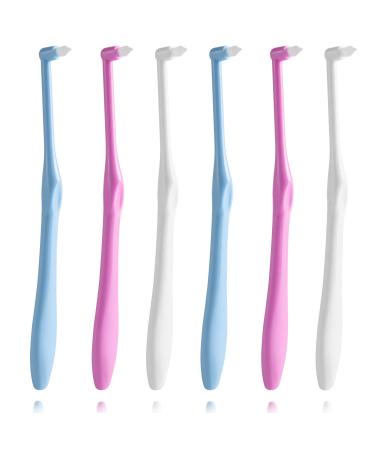 LOVEWEE End-Tuft Tapered Trim Toothbrush  6 PCS Tufted Toothbrush Interspace Brush Wisdom Gap Toothbrush for Orthodontic Braces Bridges Line and Detail Cleaning