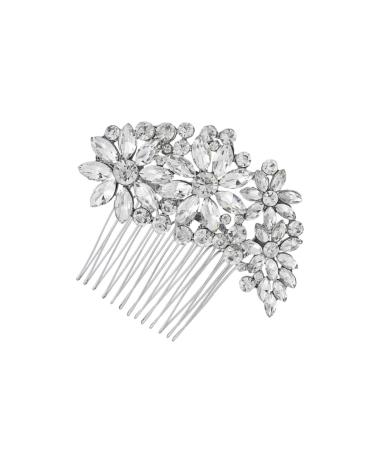 Ipetboom Bridal Headdress Hair Comb Silver Headpiece Bride Insert Comb Wedding Headpiece for Bride Empty Metal Pans for Makeup Silicone Ear Covers Tiara Miss Rhinestones Hair up