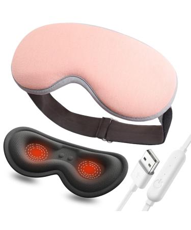 TEMGCO Sleep Mask for Women Men USB Heated Eye Mask 100% Blockout Light 3D Contoured Blindfold for Dry Eyes with Temperature & Timer Control Breathable & Soft for Travel/Sleeping/Yoga (Pink)