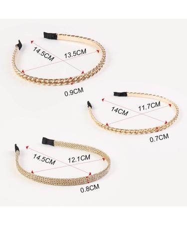 FLOFIA Vintage Metal Hairbands for Women - 3 Piece Retro Gold Chain Hairband Set - Buy Online on GoSupps.com