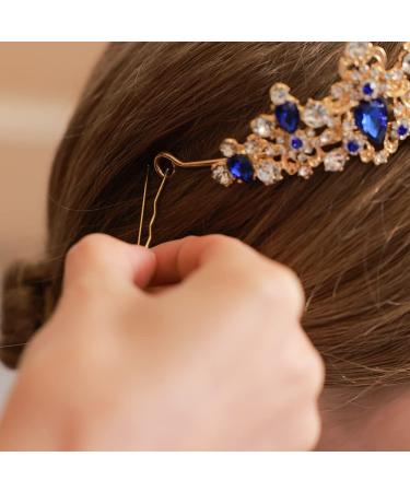 Kamirola Blue Baroque Vintage Crown - Princess Rhinestone Tiara for Christmas, Wedding, Prom - Women's Costume Accessory - Buy Online on GoSupps.com