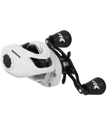 KastKing Crixus Baitcasting Reels, 6.5:1/7.2:1 Gear Ratio Fishing Reels, 17.6lbs Carbon Disc Drag, Super Polymer Grips,Carbon Infused Nylon Frame,8-pc Magnetic Brake, Low Profile Reel. A: Left-Glacier White-6.5:1