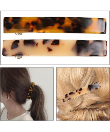 2 Pieces French Design Hair Barrette Tortoise Shell Hair Barrettes Clips Automatic Hair Clip Rectangle Hair Clips for Thin And Thick Hair - Buy Online on GoSupps.com